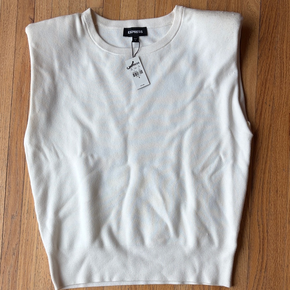 Express Ivory Crew Neck Sleeveless Sweater NWT
